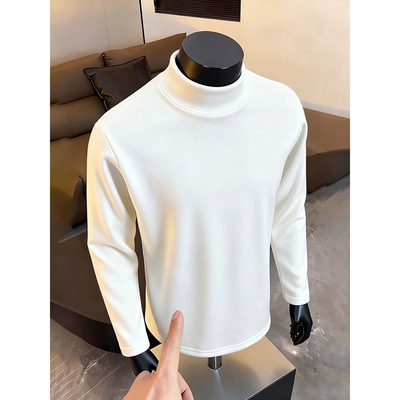 白色双面德绒打底衫男款冬季