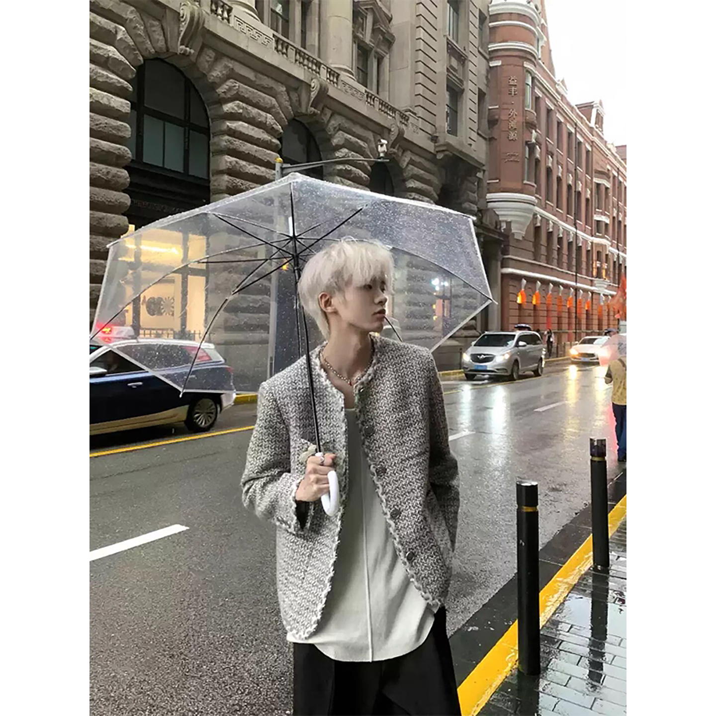 孙恩盛同款小香风夹克男款小众