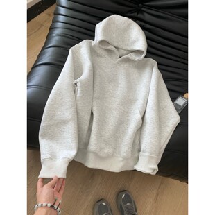 白花灰重磅硬挺连帽卫衣男款秋季青少年宽松休闲上衣oversize外套