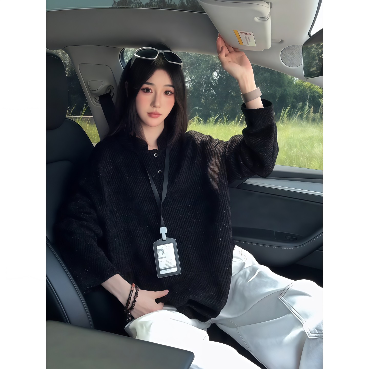 满天星雪尼尔长袖t恤男秋季美式慵懒松弛感卫衣小众设计打底内搭