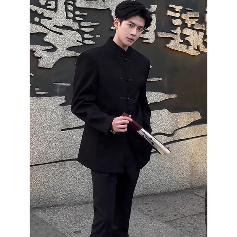 新中式男装西服订婚礼服穿搭西装
