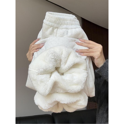 东北漠河防寒羊羔绒卫裤冬季加绒