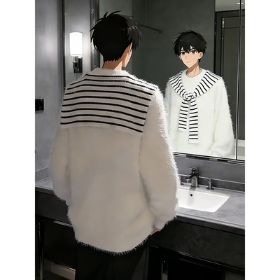 假两件披肩毛衣男冬季高级感韩系