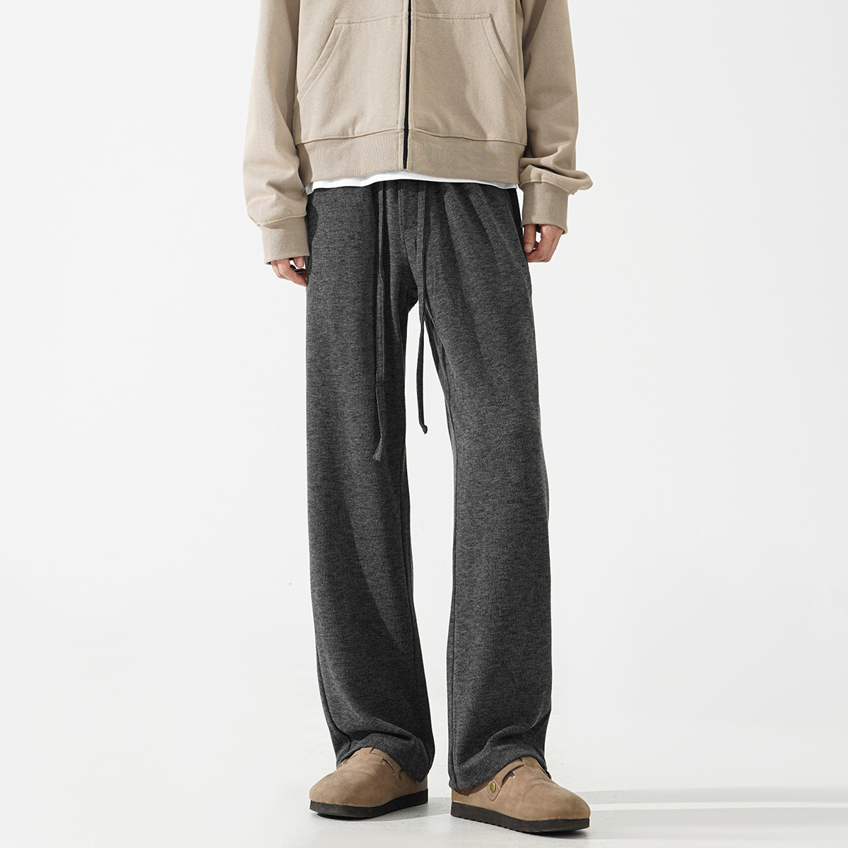 深灰色糯米镰刀裤男款夏季加长版