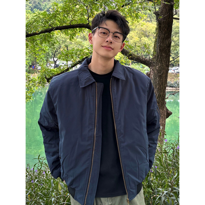 藏青色飞行夹克棉服男款秋冬季