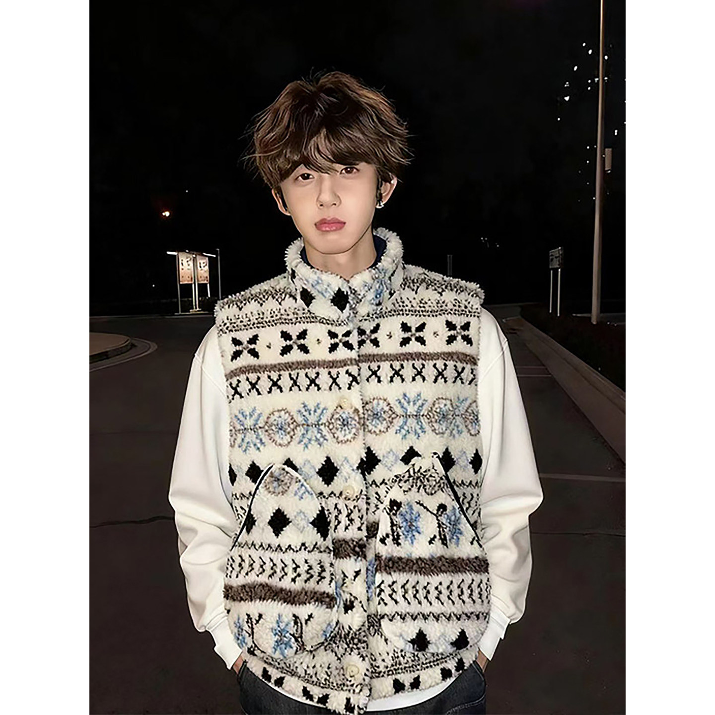 青少年保暖男士马甲冬季加绒加厚双面穿棉背心美式费尔岛立领坎肩,男装,常规马甲,淘宝优惠券,粉丝福利购,淘宝优惠卷