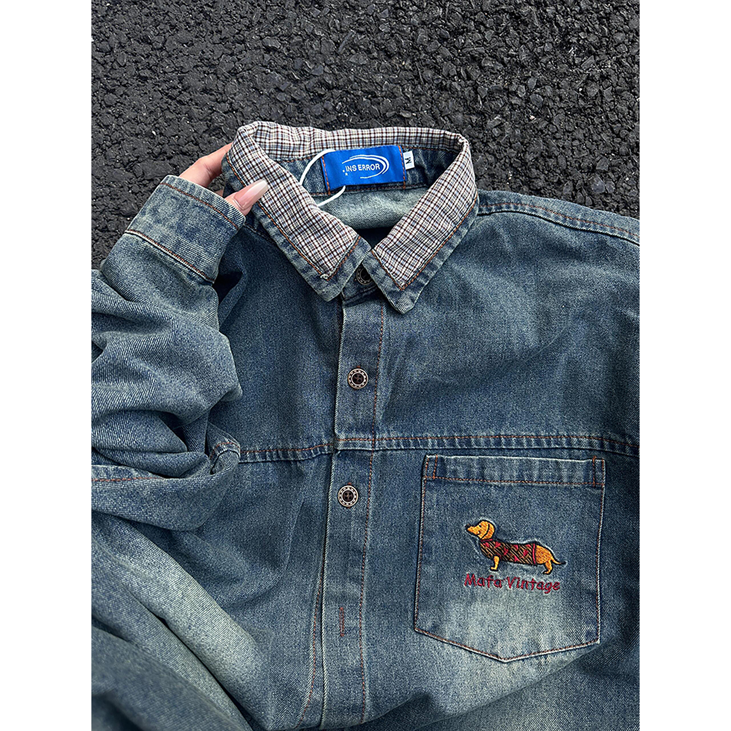 美式复古水洗衬衫式牛仔夹克男款
