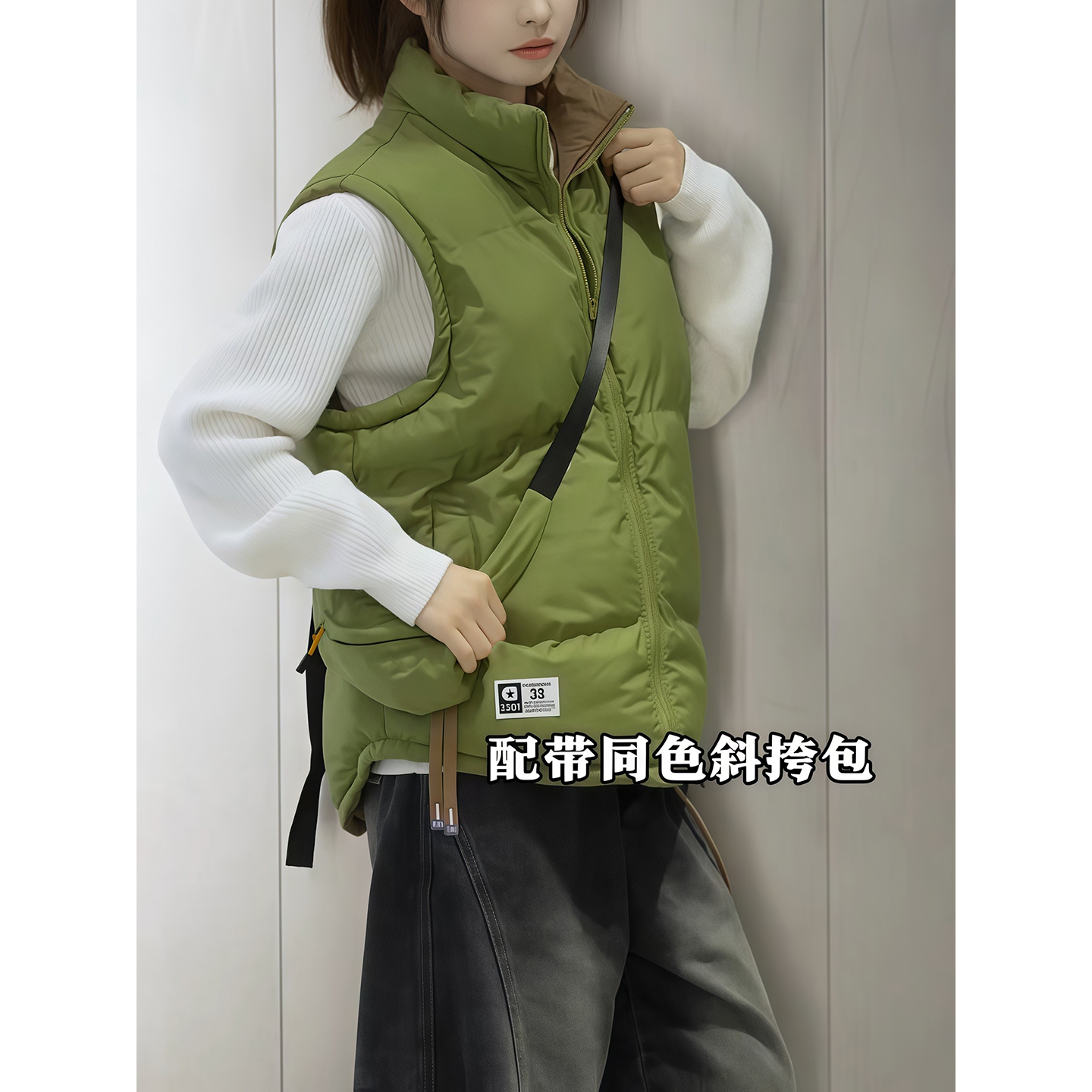 两面穿羽绒棉马甲男女立领宽松