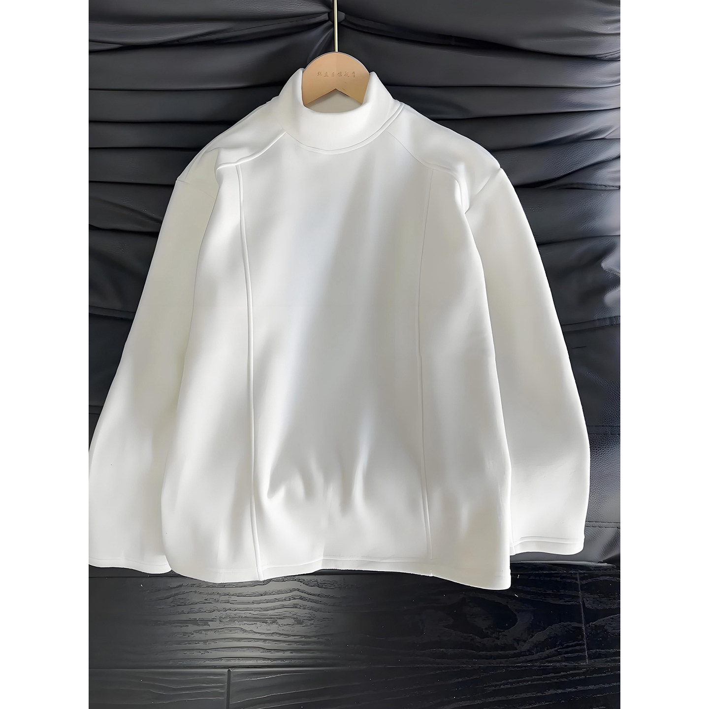 美式半高领德绒打底衫男冬季加绒加厚白色卫衣高级感内搭长袖T恤