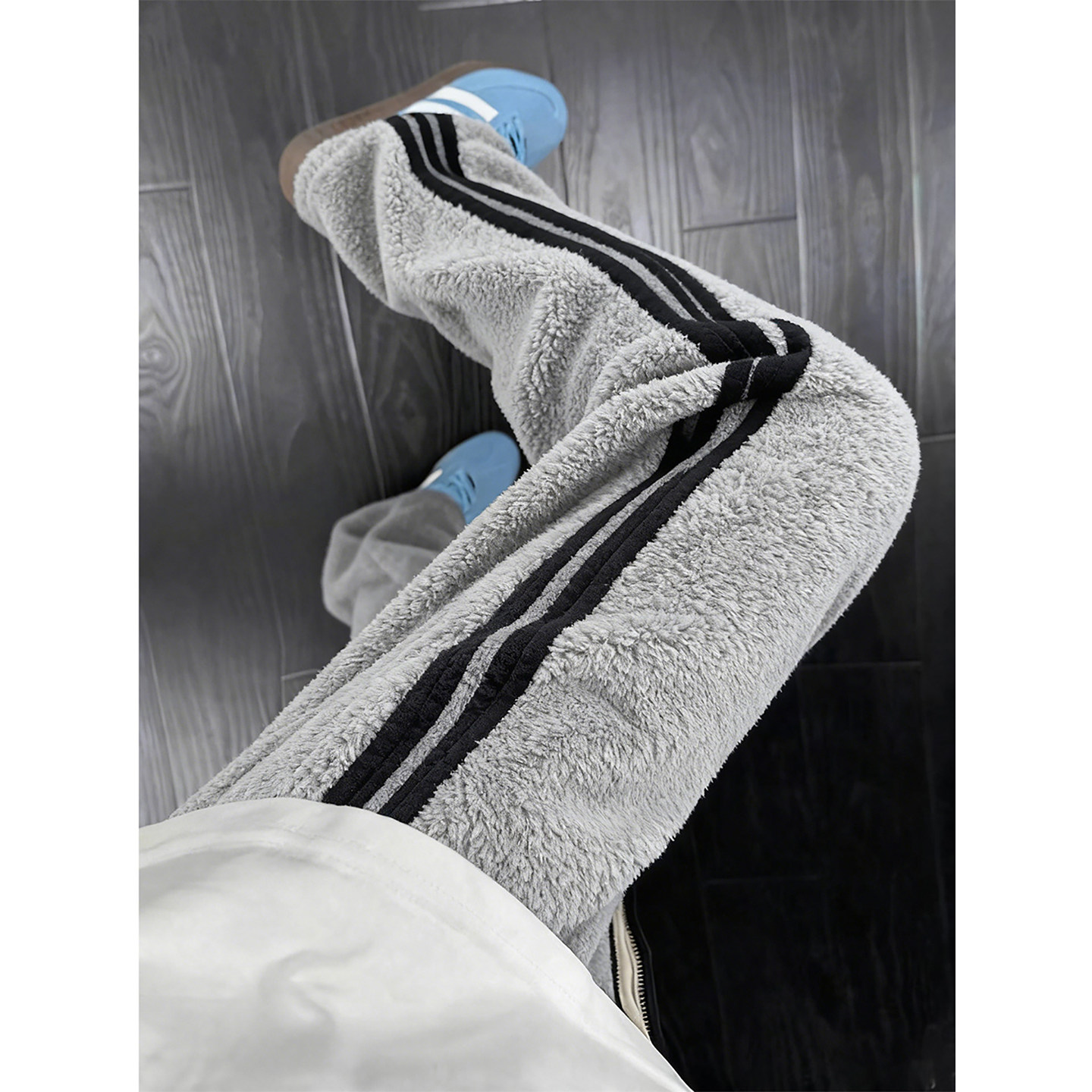 美式三道杠灰色抓绒卫裤男款冬季羊羔绒保暖裤子加绒加厚防寒棉裤,男装,卫裤,淘宝优惠券,粉丝福利购,淘宝优惠卷