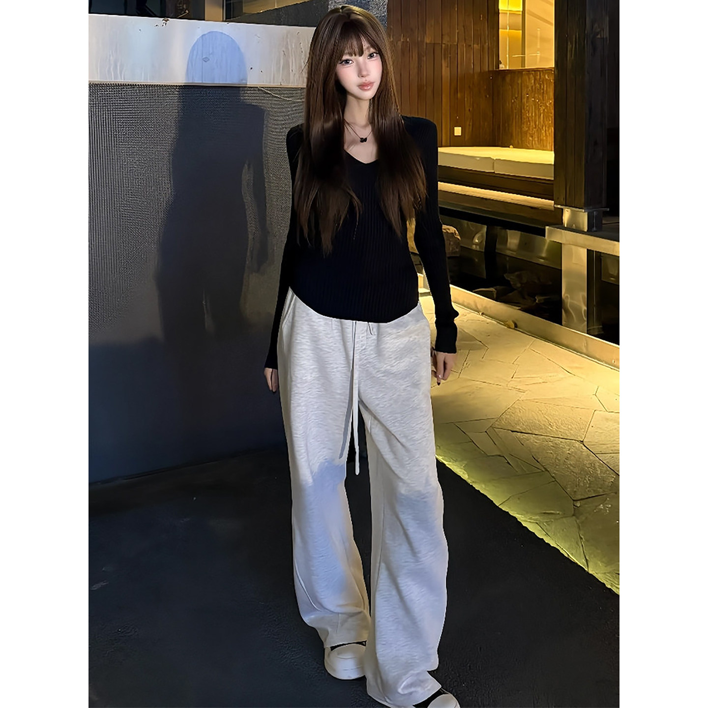 白花灰加绒弯刀卫裤男款美式斜切阔腿运动裤子直筒修身微喇休闲裤,男装,卫裤,淘宝优惠券,粉丝福利购,淘宝优惠卷