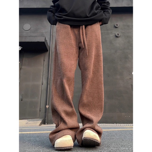 老钱风松弛感阔腿卫裤男款秋冬加绒加厚灯芯绒裤子直筒垂感休闲裤