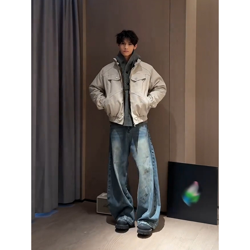 美式复古a字弯刀牛仔裤男款小众