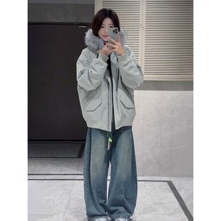 美式工装羽绒派克服男女款冬季可拆卸毛领棉衣外套防寒保暖棉袄子