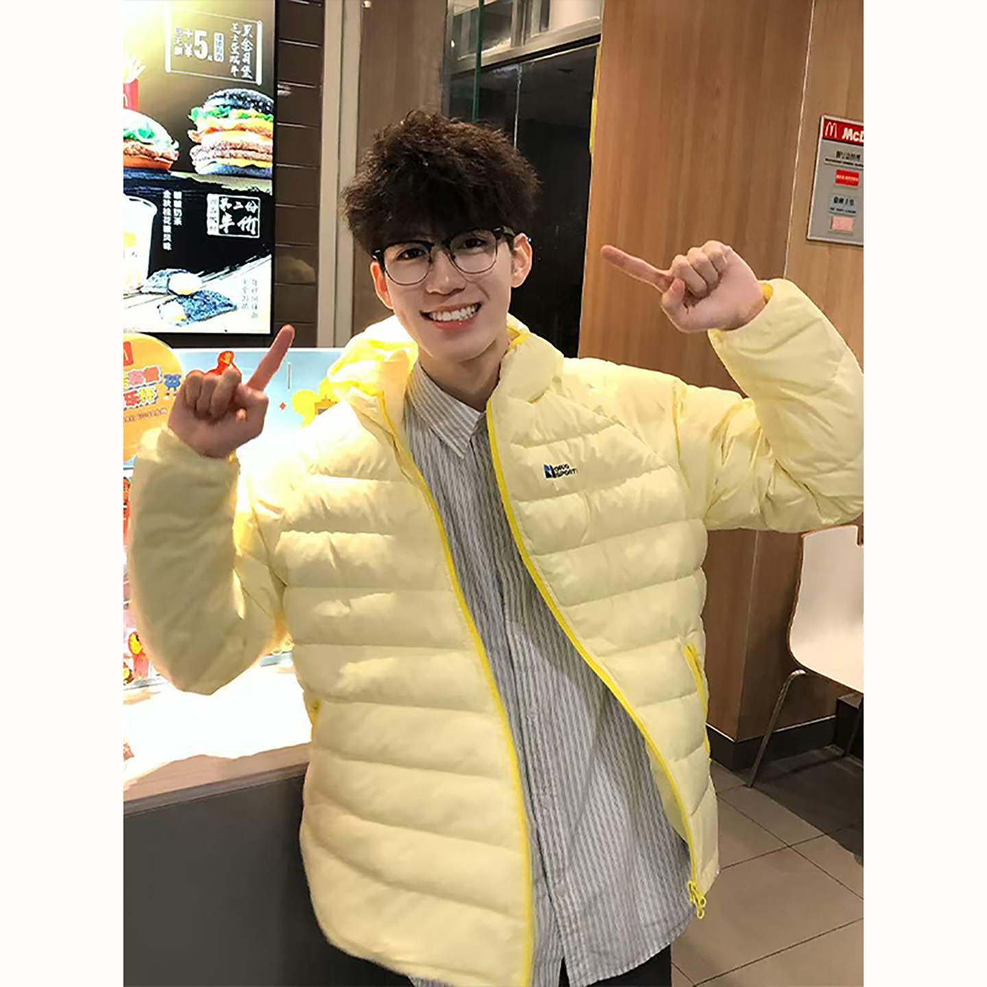 多巴胺连帽排骨羽绒棉服男款冬季