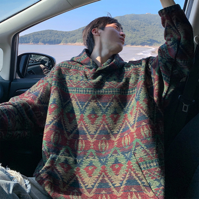 500g重磅提花毛呢卫衣男秋季痞帅