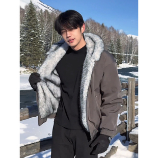 狼王座山雕连帽棉服男冬季东北零下40度抗寒棉袄加绒加厚保暖棉衣