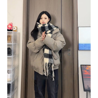 美拉德咖色羽绒棉服男女冬季棉衣