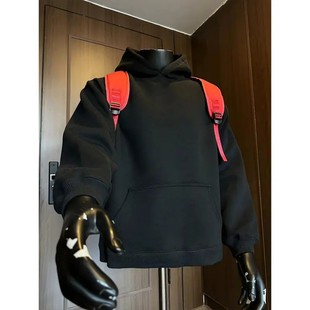 黑色高克重磅卫衣硬挺美式高克重boxy版型外套男款痞帅高级感上衣