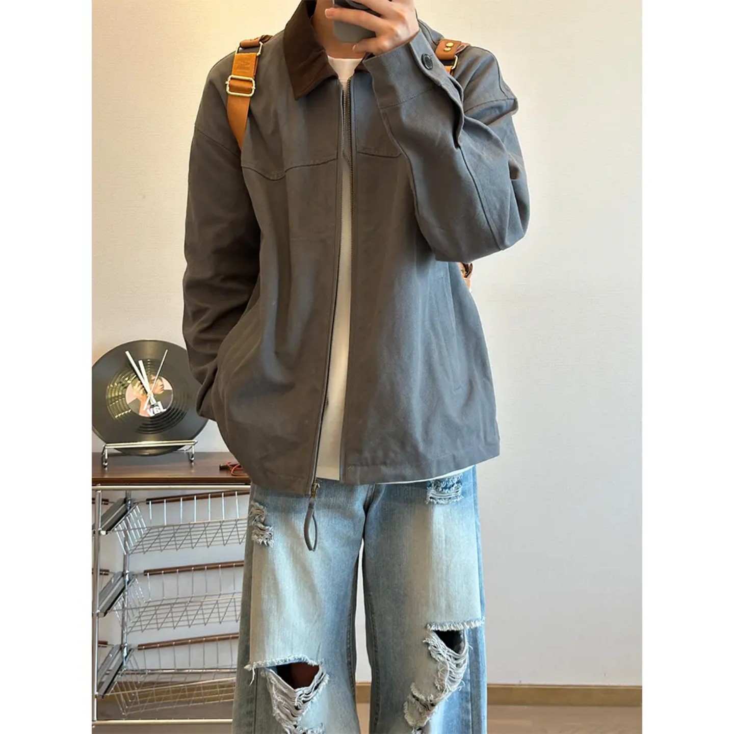 vintage底特律工装夹克男秋季