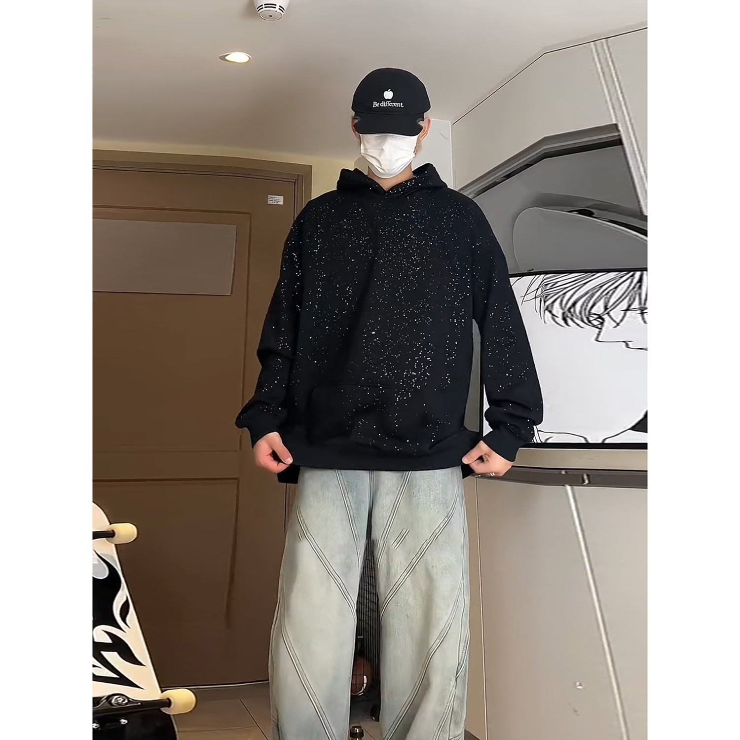 亮闪闪满天星卫衣潮牌高级感酷帅