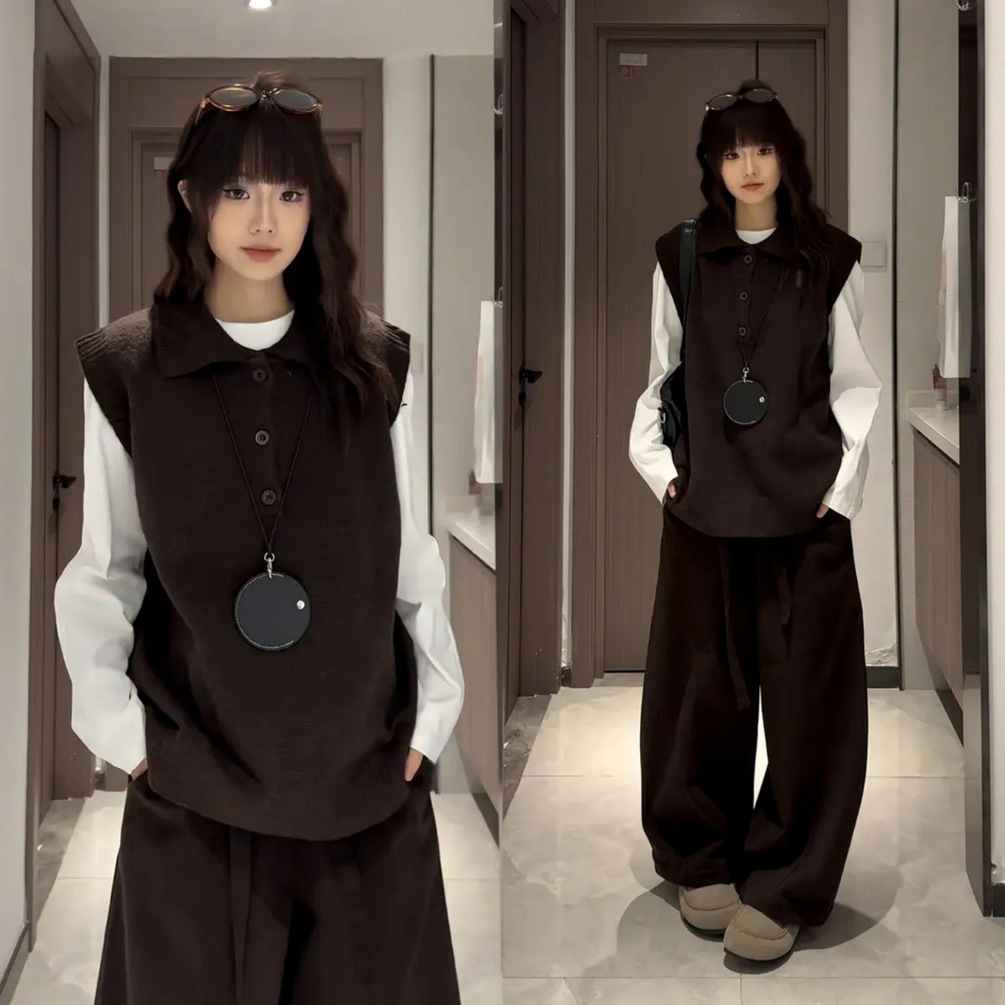 美拉德亨利领针织背心男秋冬季叠穿翻领polo衫高级感无袖坎肩毛衣