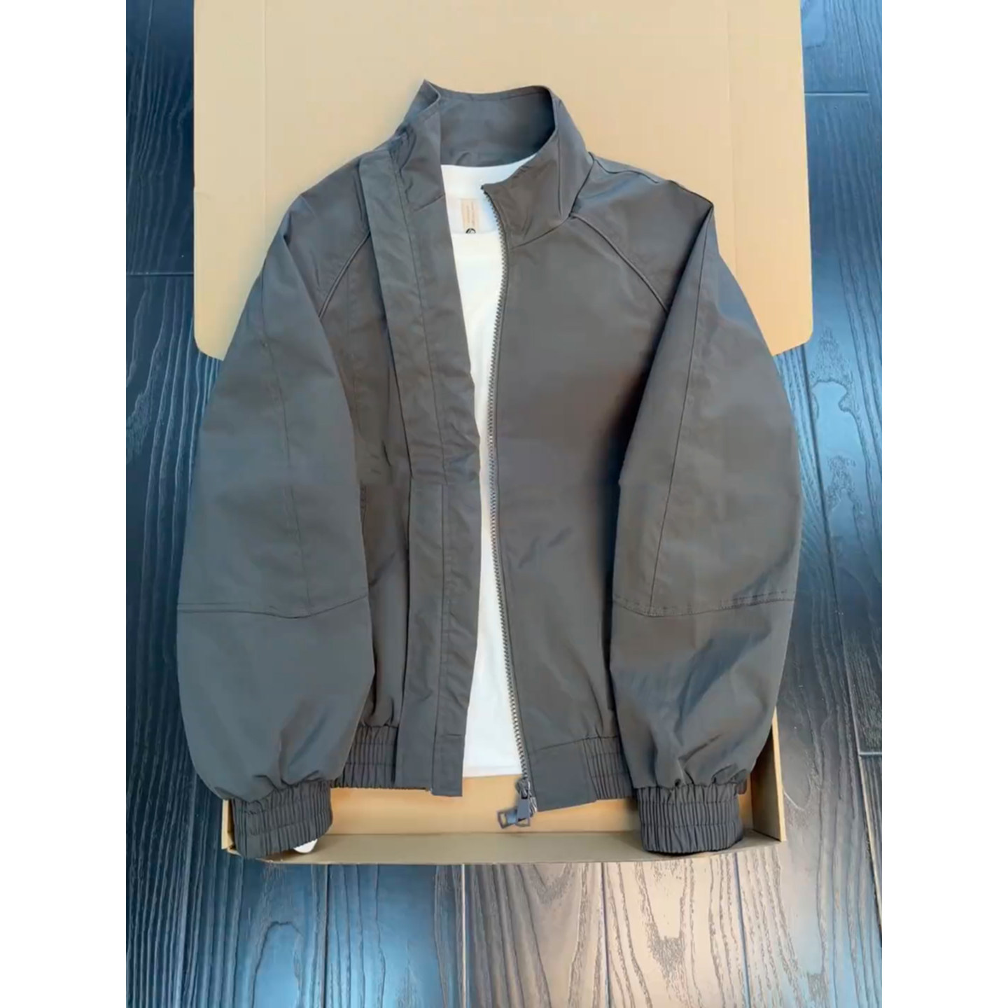 深灰色短款bomber飞行夹克男春季防风防水冲锋衣美式正肩廓形外套