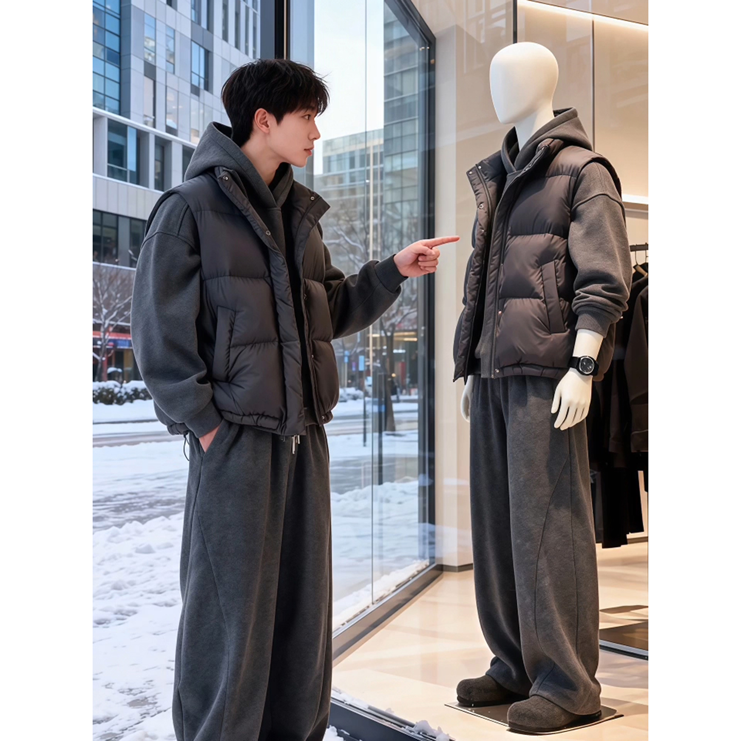 冬季立领羽绒棉衣马甲男外穿加厚