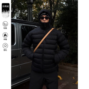 黑色户外轻量化排骨羽绒服男款冬季白鸭绒连帽外套冲锋衣羽绒内胆