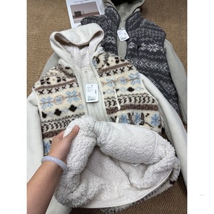 双面摇粒绒男士冬季外穿马甲高级感加厚费尔岛外套户外叠穿棉坎肩