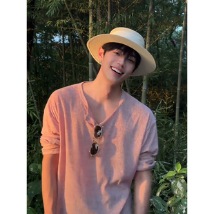 亨利领防晒长袖t恤男款人夫感穿搭老钱风休闲打底衫cleanfit上衣