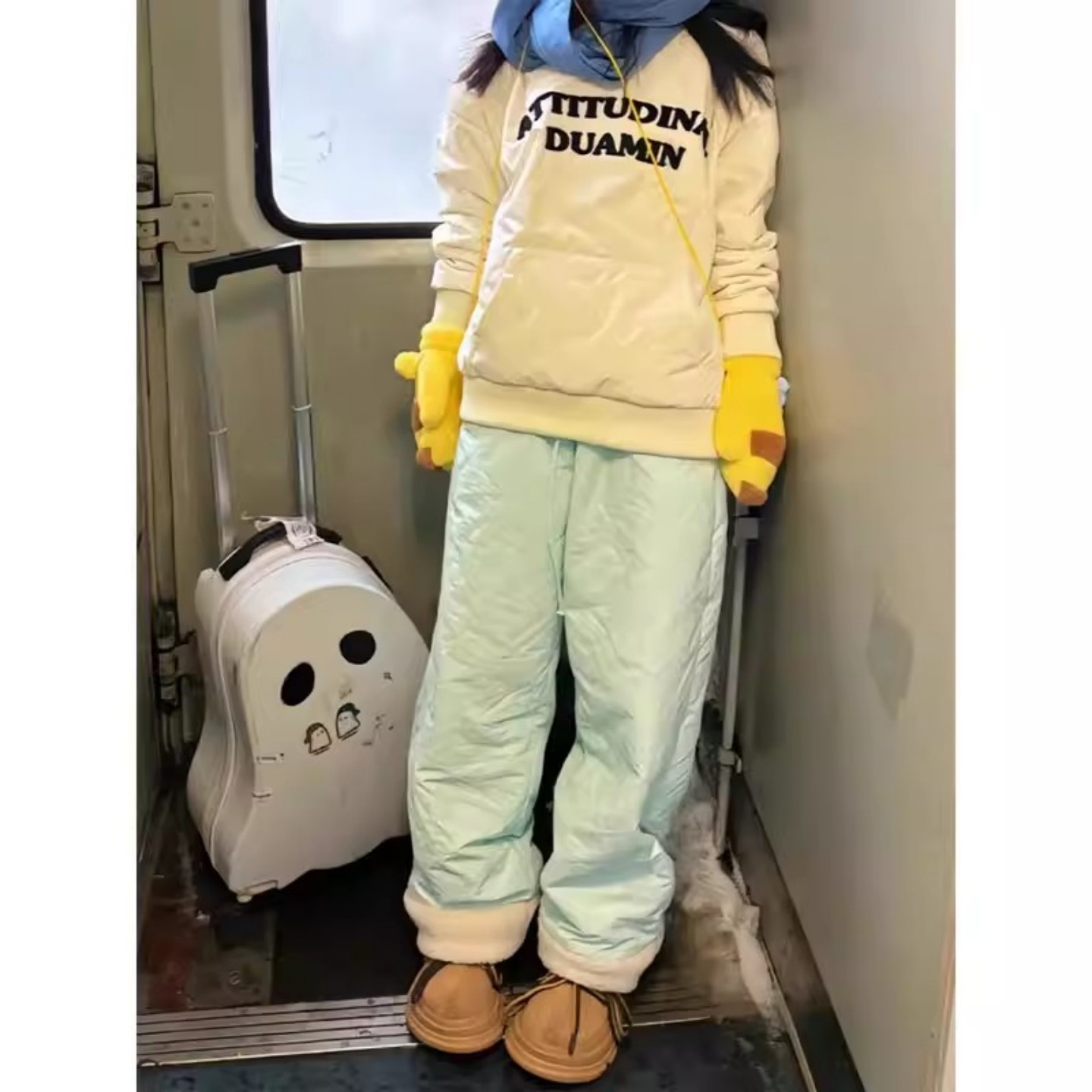 羊羔绒防寒羽绒棉裤外穿防寒裤子