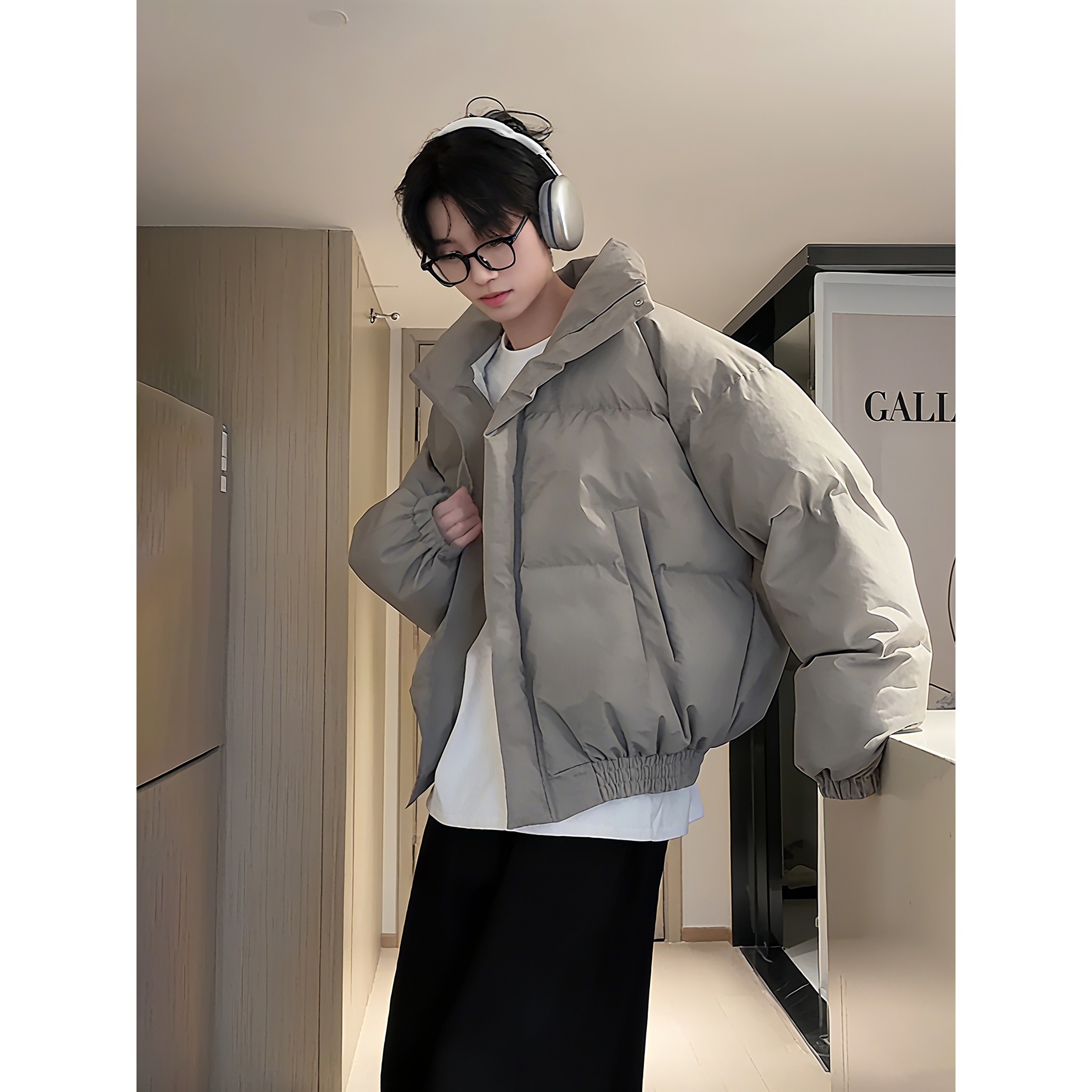 美式扎染脏赃羽绒棉服男款冬季