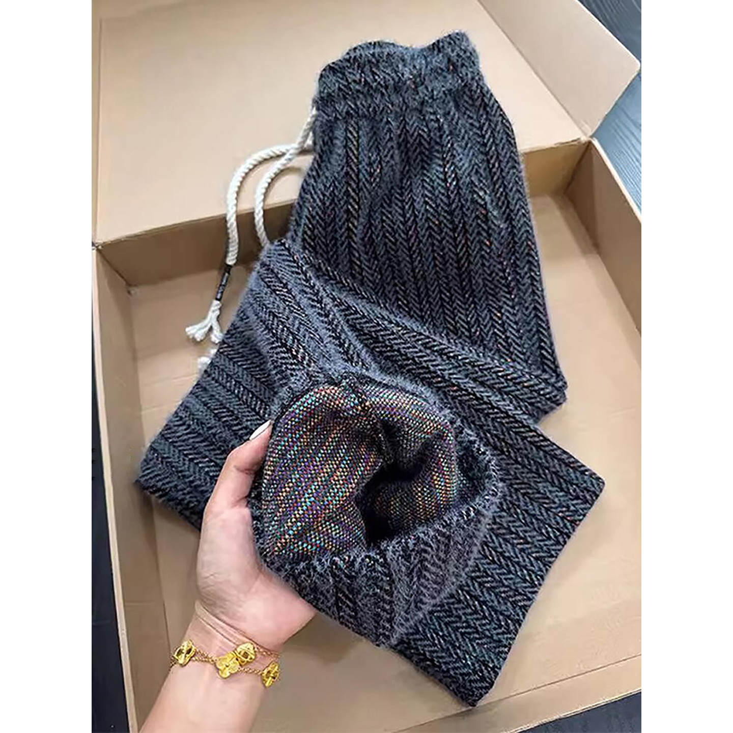 老钱风彩色条纹阔腿裤男款美式