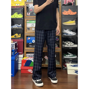 何以至此格子裤男夏季慵懒松弛感穿搭阔腿长裤vintage休闲直筒裤
