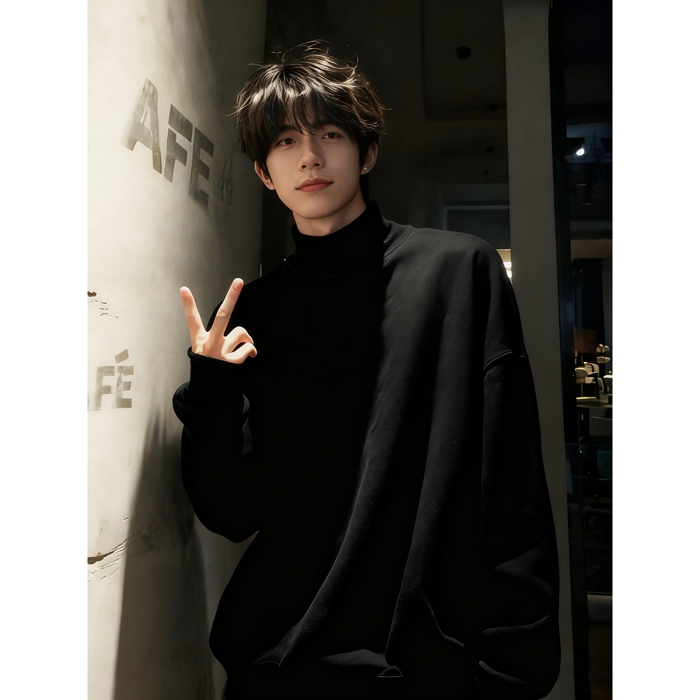 半高领双面德绒打底衫成熟稳重男