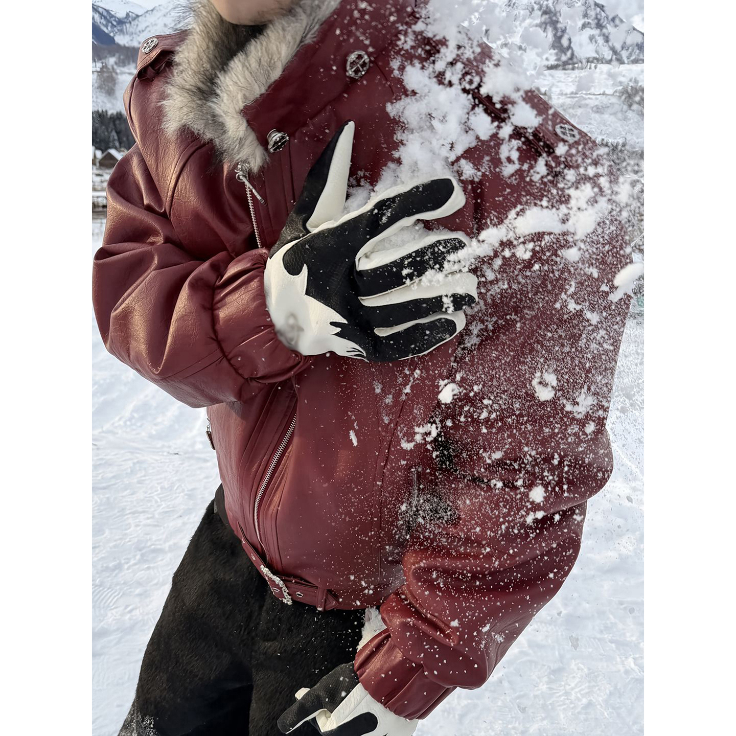 脊煞pu皮棉服男款冬季本命年