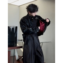 蛇纹鳞片PU皮衣外套男秋季 机车夹克拼接金属扣骑行服 潮牌立领短款