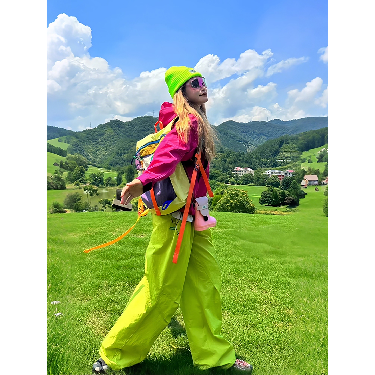 多巴胺穿搭绿色速干裤女夏季薄款