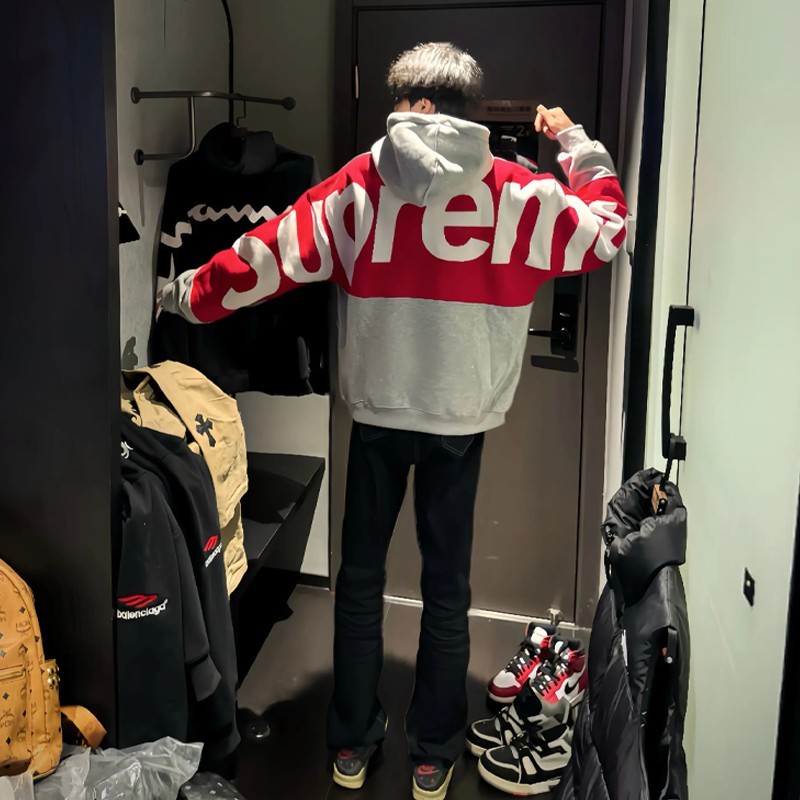 美式高街背标卫衣男款秋冬