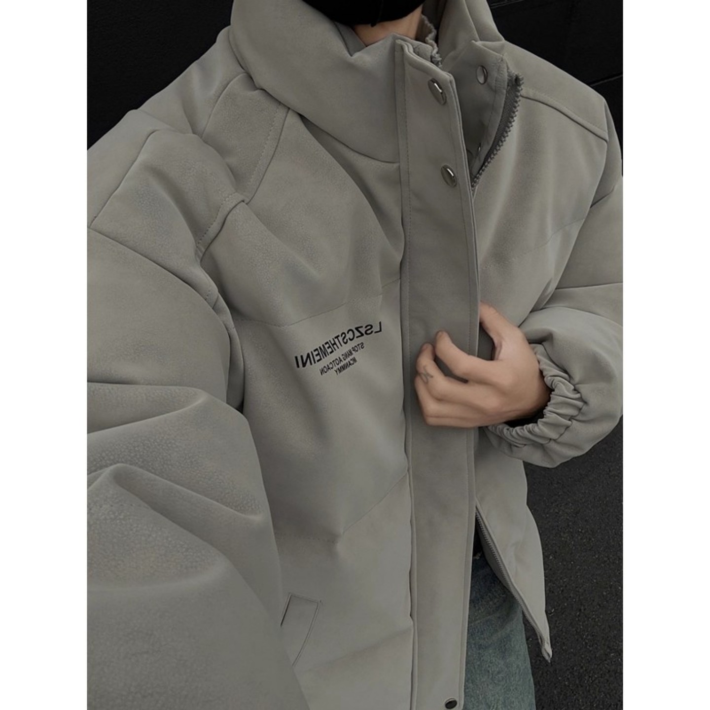 美式复古pu皮棉服男款冬季高级感