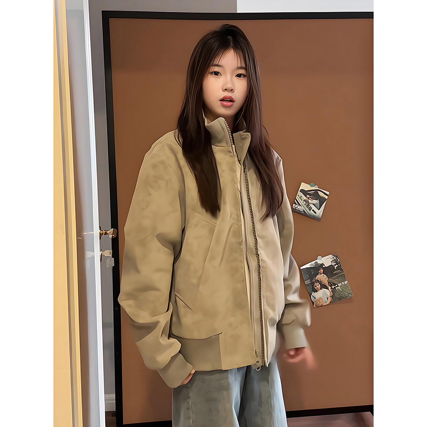 美式复古扎染夹克棉服男女冬季