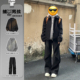 美式 裤 boxy短款 翻领夹克男生潮流穿搭一整套连帽针织卫衣褶皱西装