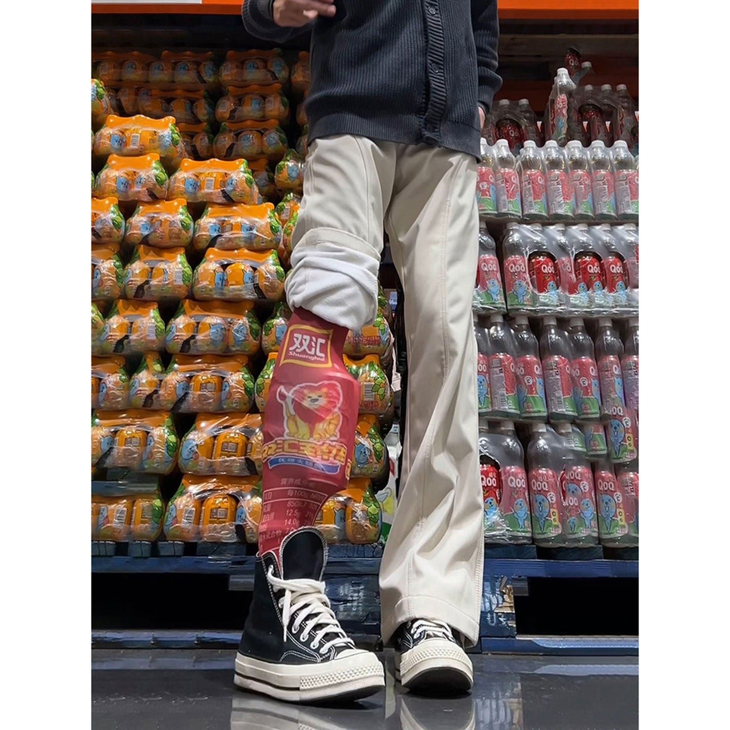 米白色斜切弯刀裤男女款春季美式软壳加绒裤子cleanfit直筒休闲裤,男装,休闲裤,淘宝优惠券,粉丝福利购,淘宝优惠卷