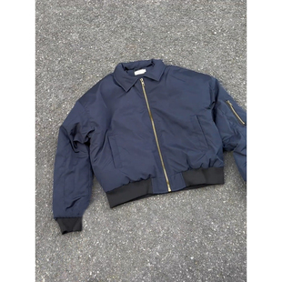 翻领棉衣 boxy廓形夹棉外套短款 藏青色ma1飞行夹克棉服男冬季 美式