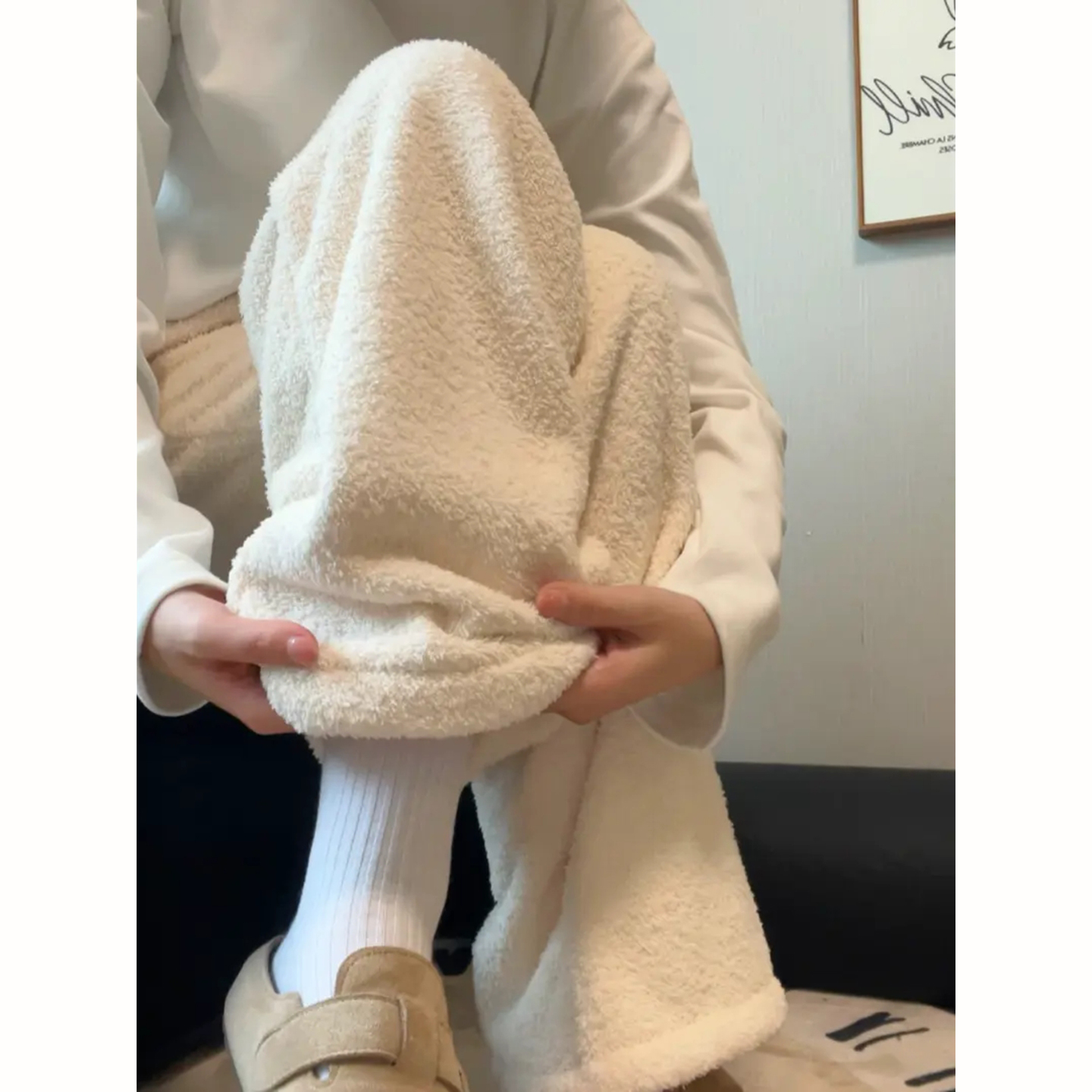 双面加绒毛毛裤男冬季加厚保暖