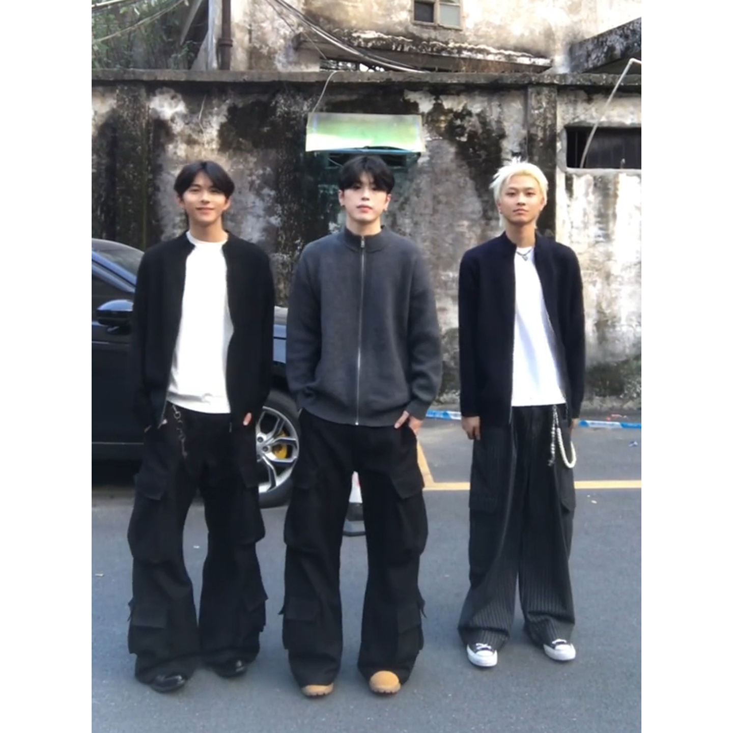 灰色高领拉链针织开衫男秋冬毛衣