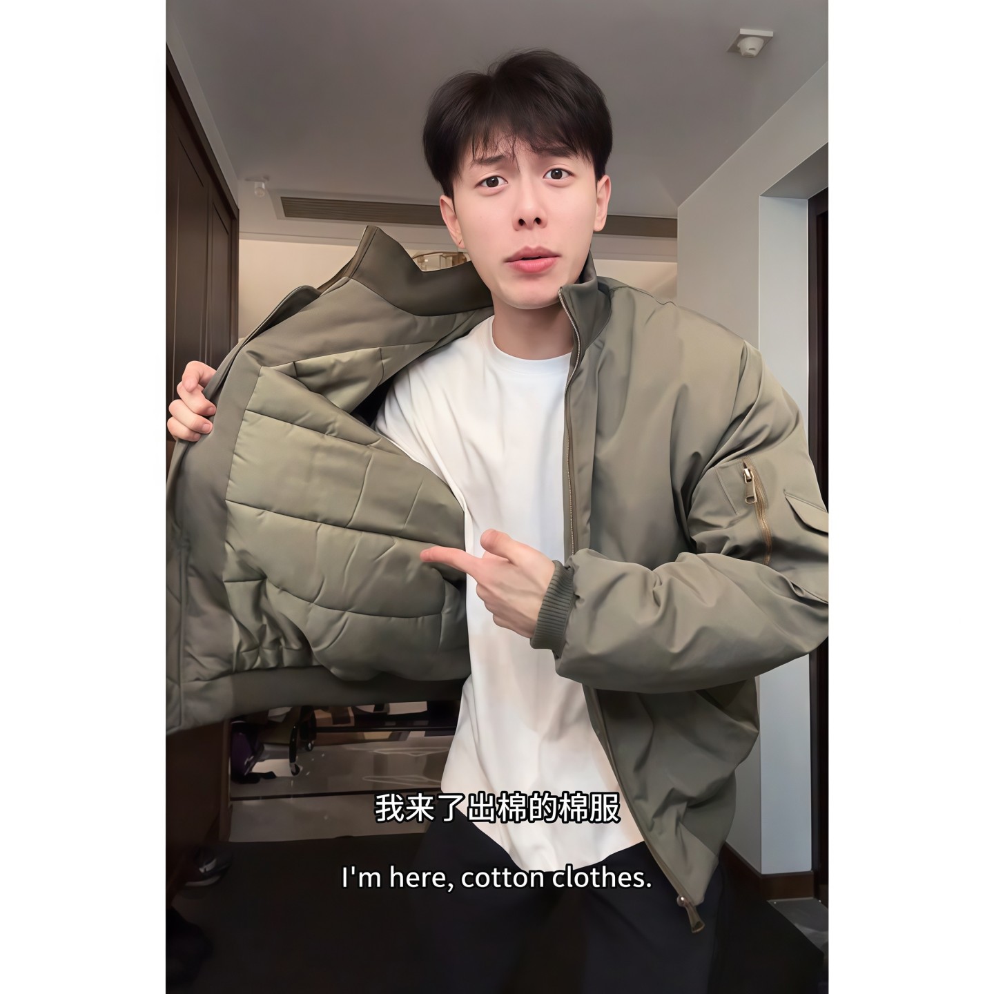 军绿色bomber飞行夹克棉衣男款冬季美式加厚棒球棉服短款立领外套