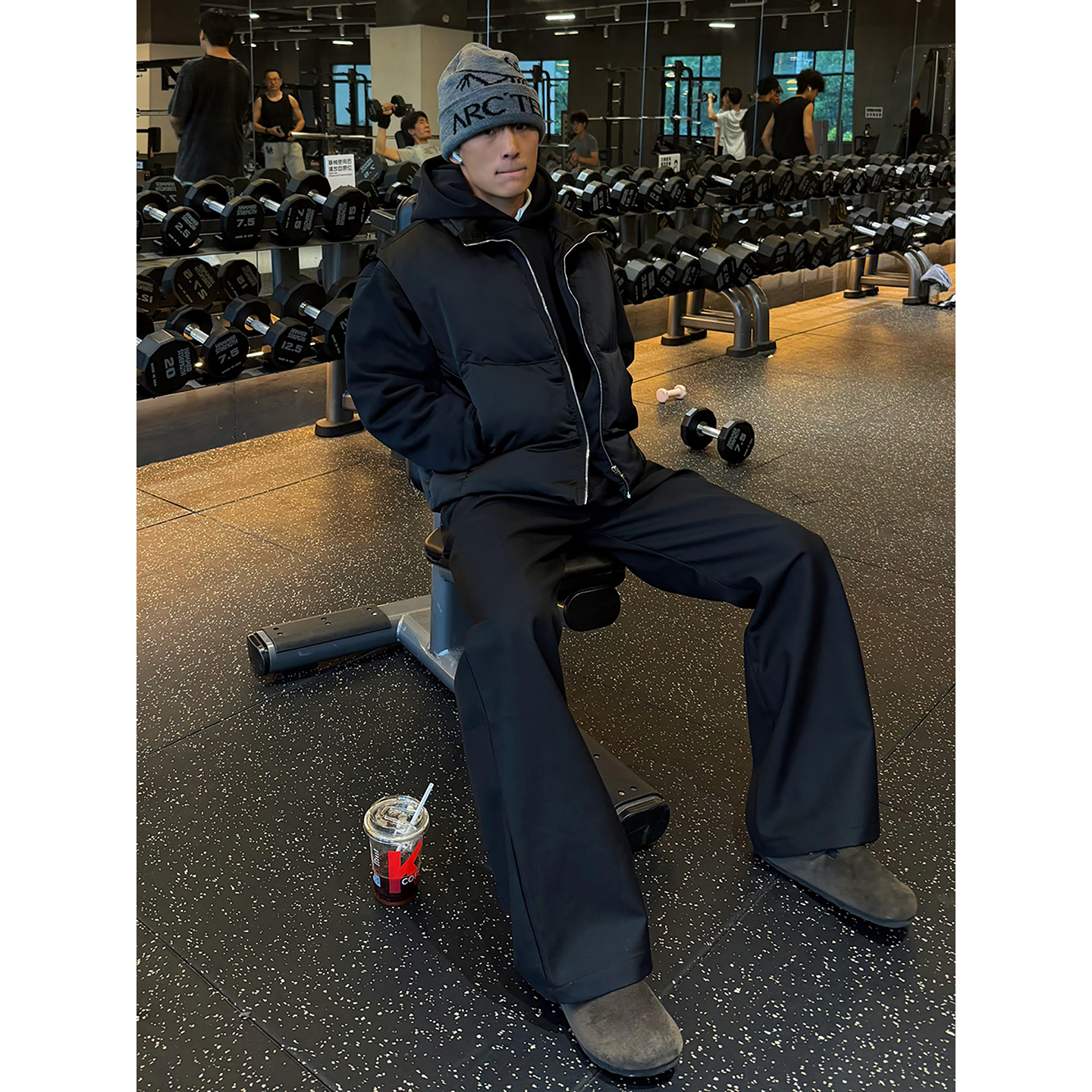 黑色立领羽绒马甲男款秋冬美式