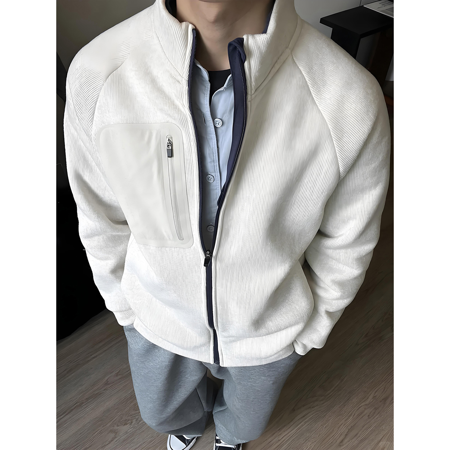 美式摇粒绒立领卫衣男款秋冬